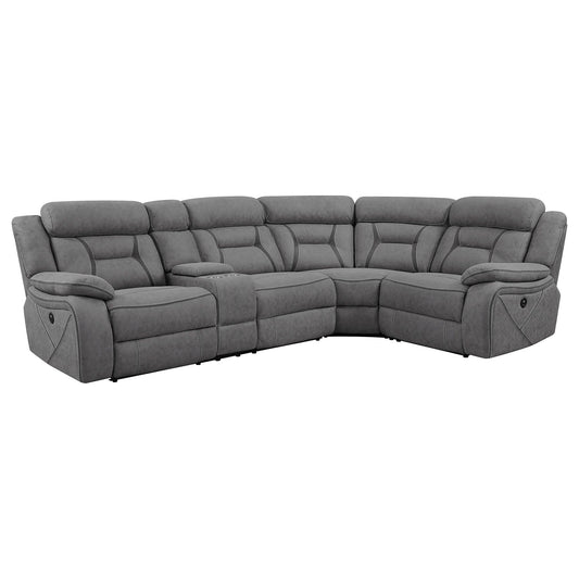 Barton - Upholstered Power Reclining Sectional Sofa - Gray Furniture Max
