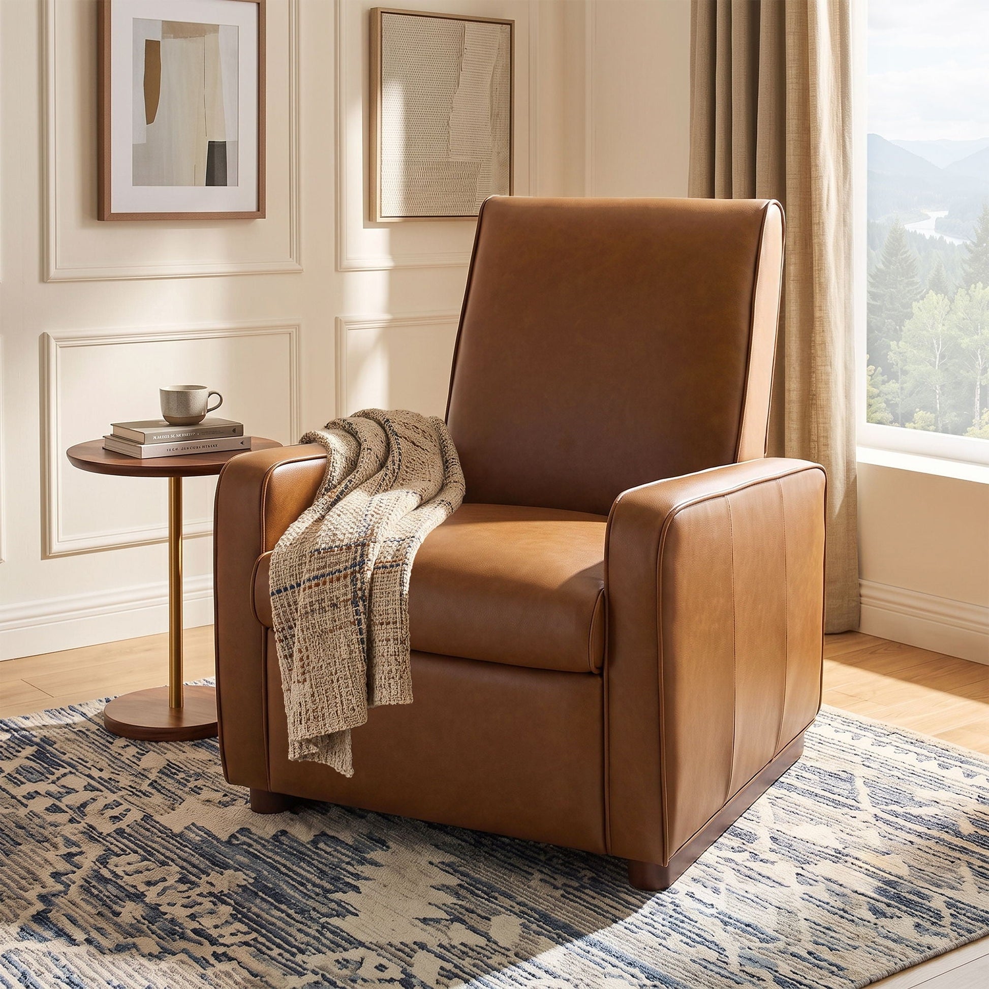 Manual Recliner Chair, 2 Position With 160° Adjustable Backrest For Living Room Noble House