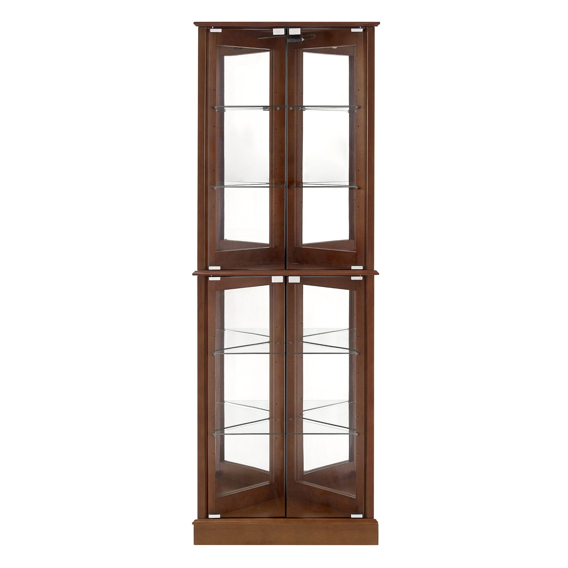 Corner Curio Dispaly Cabinet With Lights, Adjustable Tempered Glass Shelves, Mirrored Back (E26 Light Bulb Not Included) - Snoozhouse