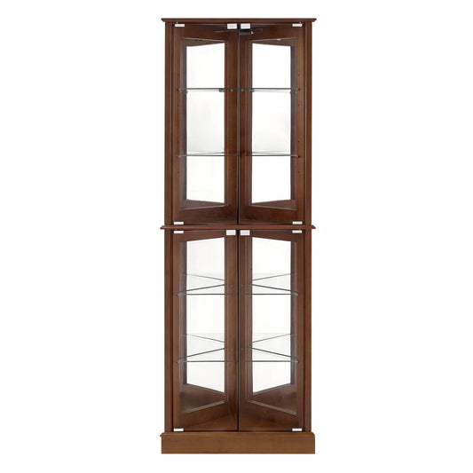 Corner Curio Dispaly Cabinet With Lights, Adjustable Tempered Glass Shelves, Mirrored Back (E26 Light Bulb Not Included) - Snoozhouse