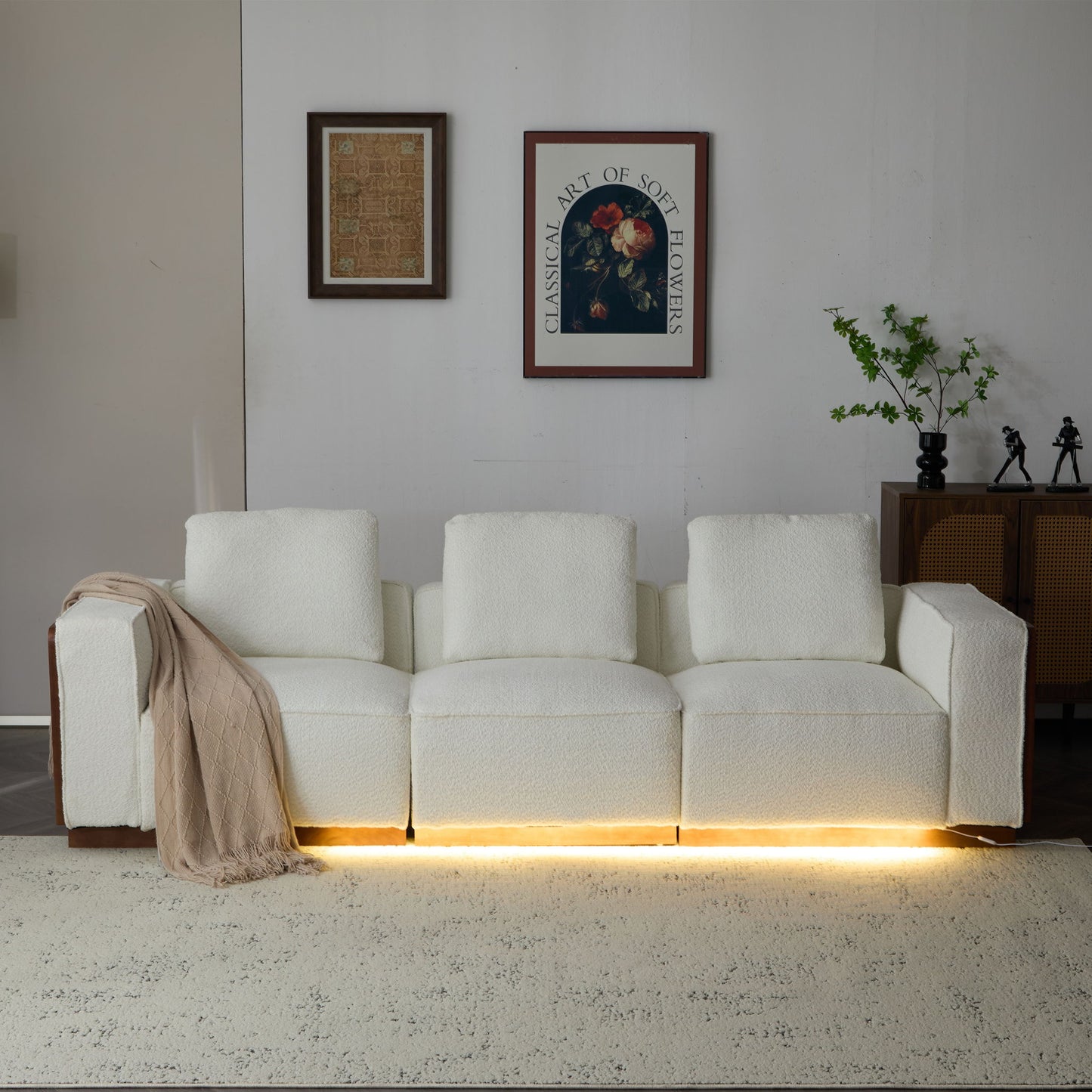 Chita - Sectional Sofa 3 Seater With Light Strip - Beige Noble House