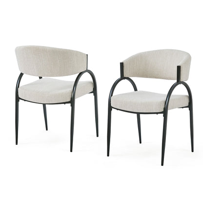 Contemporary Upholstered Dining Chairs With Metal Legs (Set of 2) Noble House