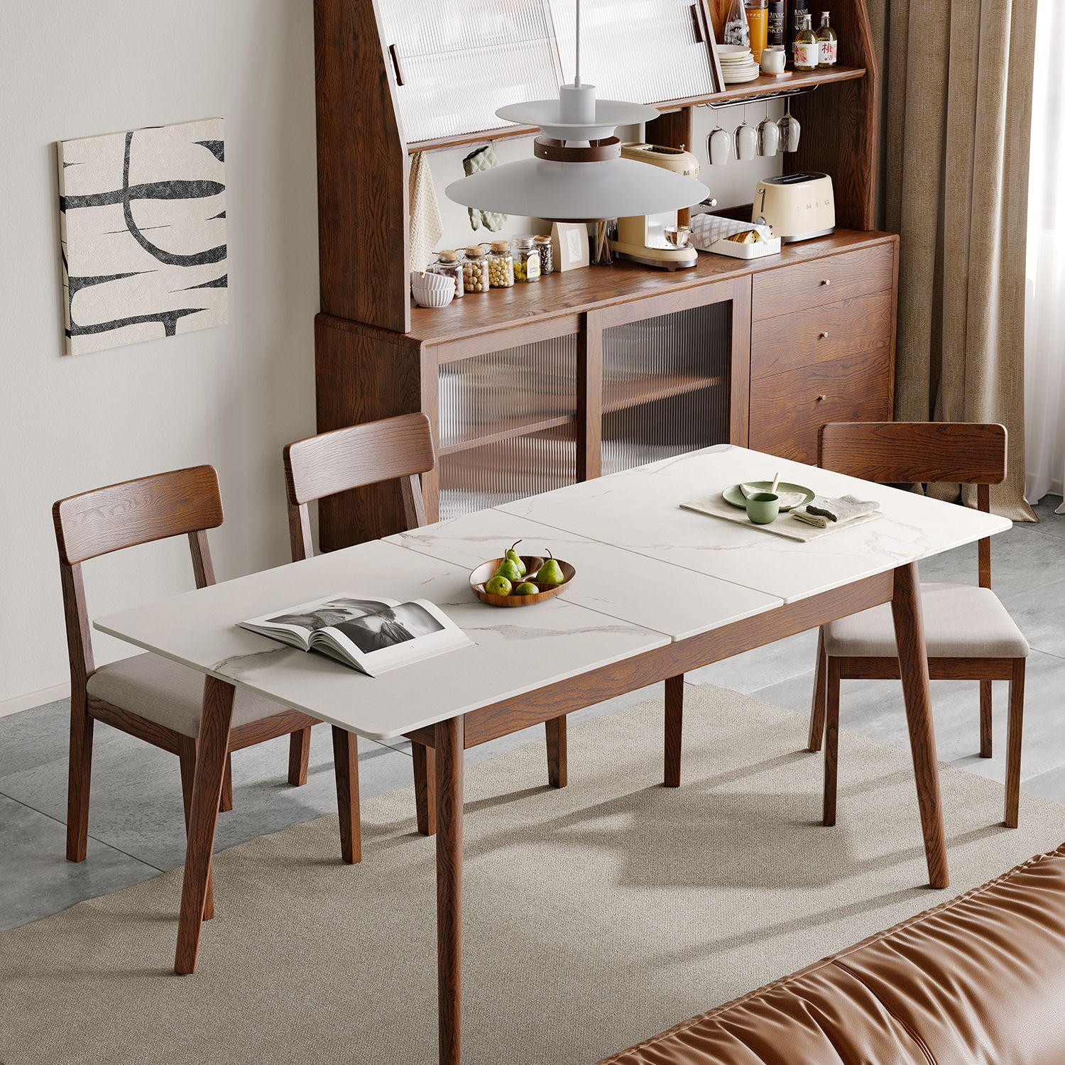 Round Corner Diagonal Leg Telescopic Table For 6 - 8 People To Meet Dining Table Home Essentials