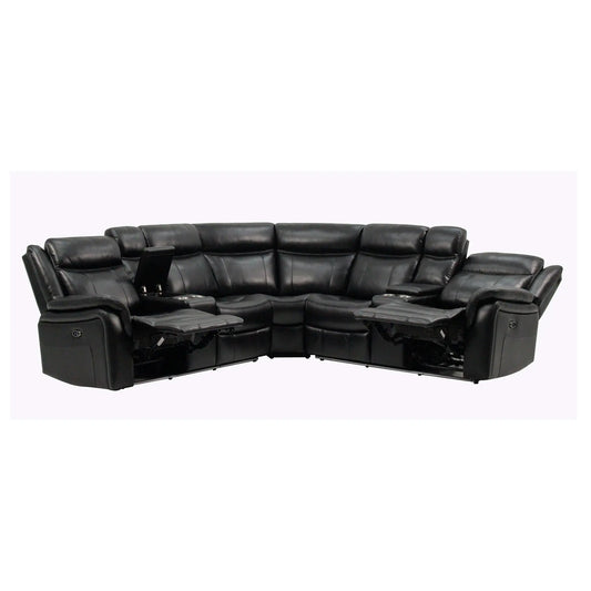 Jupiter - Leather Sectional - Black Global Furniture USA
