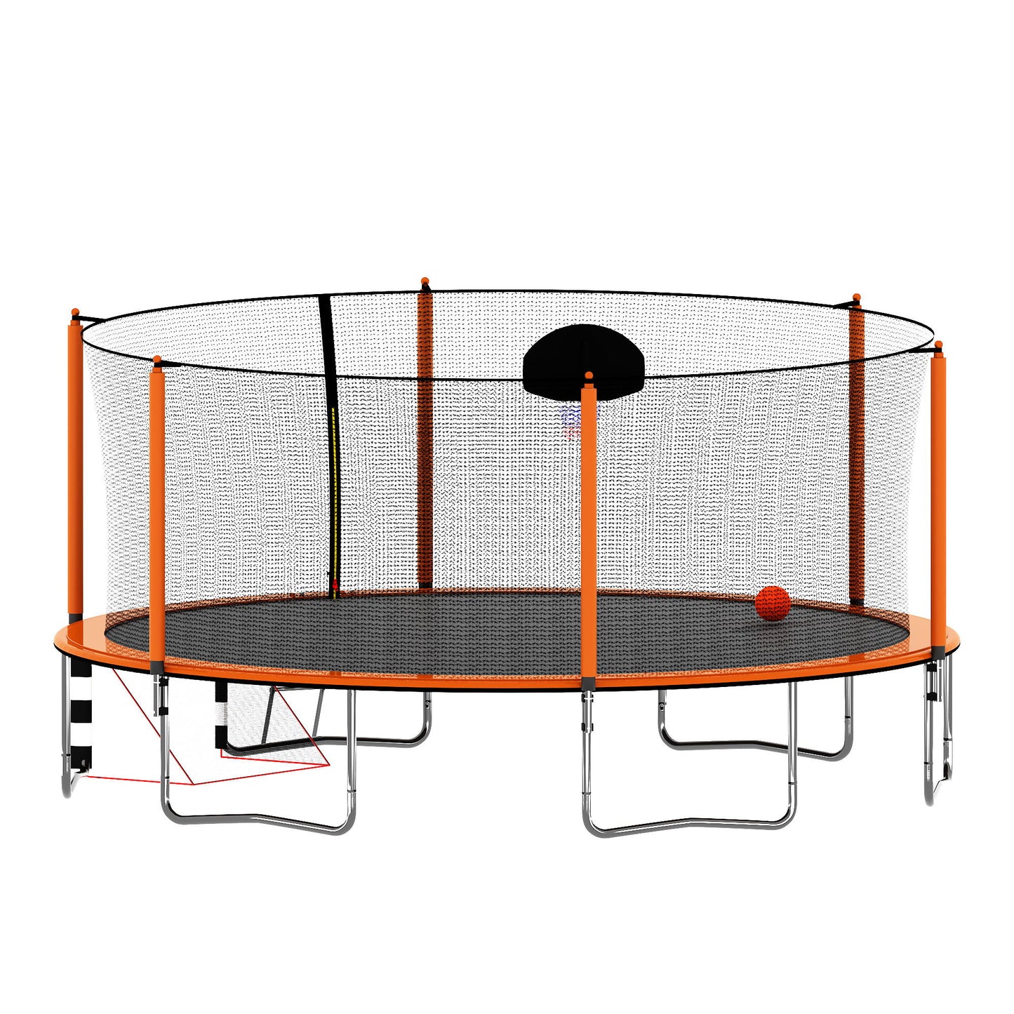 16Ft Trampoline With Basketball Hoop Pump And Ladder (Inner Safety Enclosure) With Soccer Goal