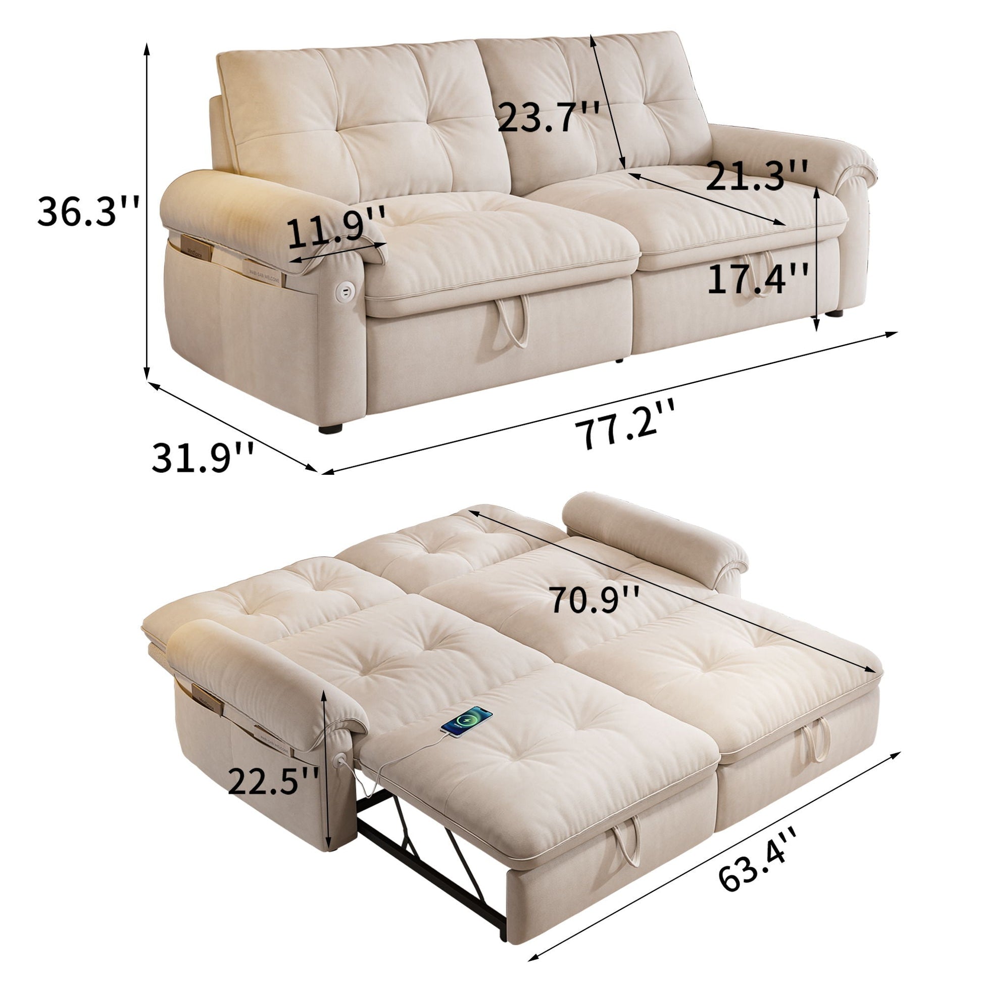 Convertible Cloud Like Sofa Bed Home Essentials
