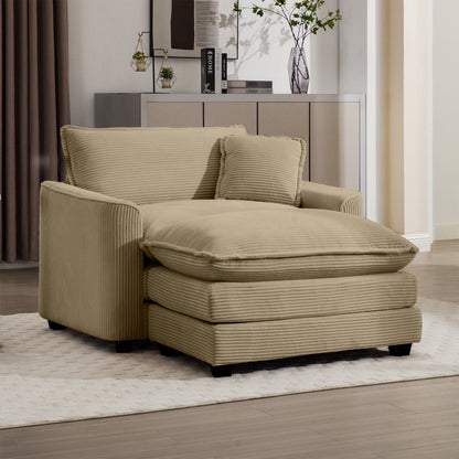 Classic Modern Comfortable Single Chair Deep Seat Sofa With Footstool Home Essentials