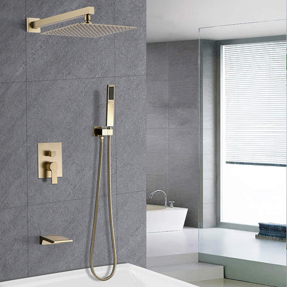 Tub Shower Faucet Set With 12" Rain Shower Head And Handheld Spray Combo Daily Nest