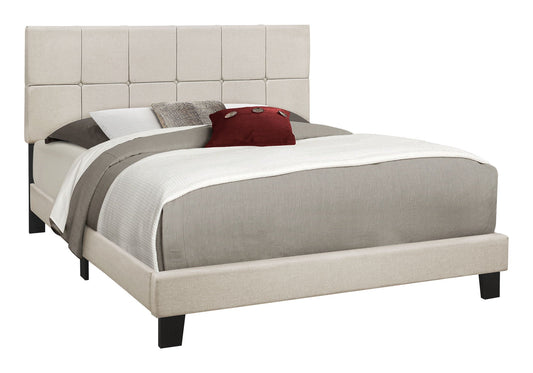 Queen Size Bed, Upholstered, Transitional - Beige 8th Street