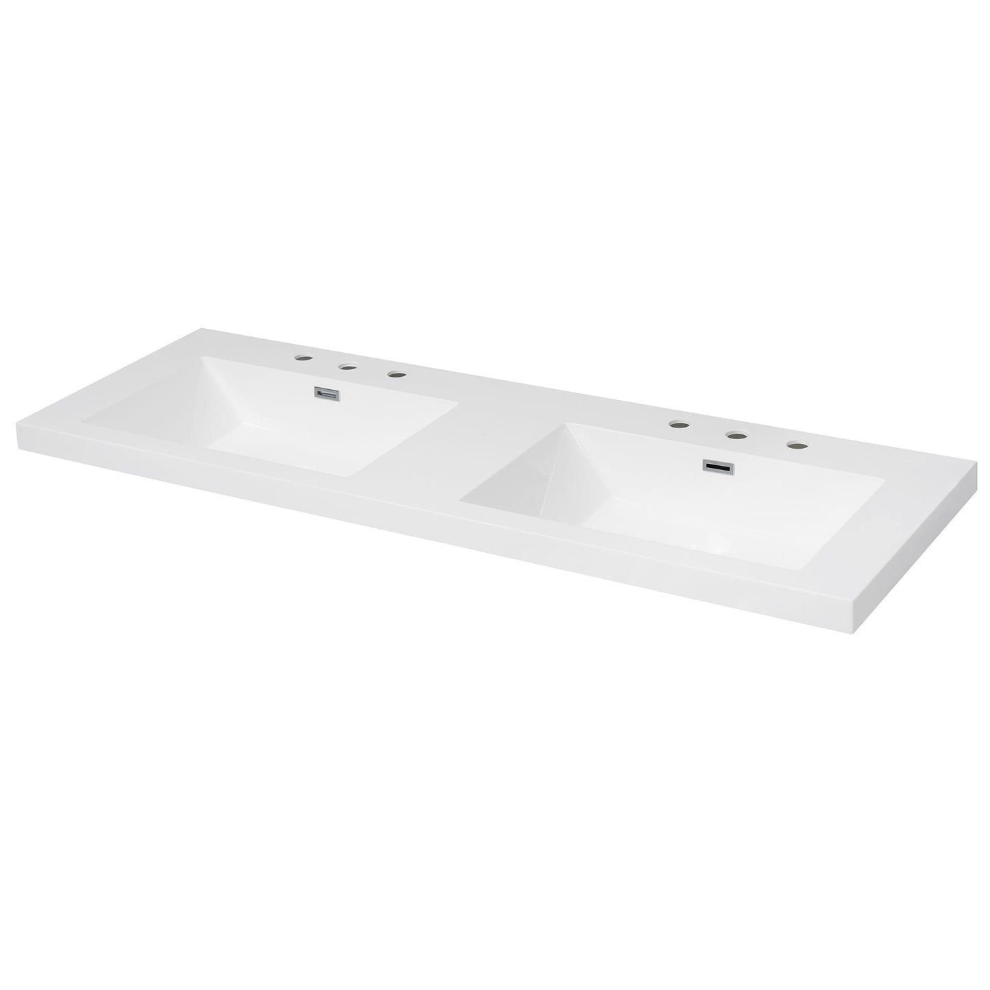 Vanity Top With Undermount Rectangular Double Sinks, Faucet Holes - White Noble House