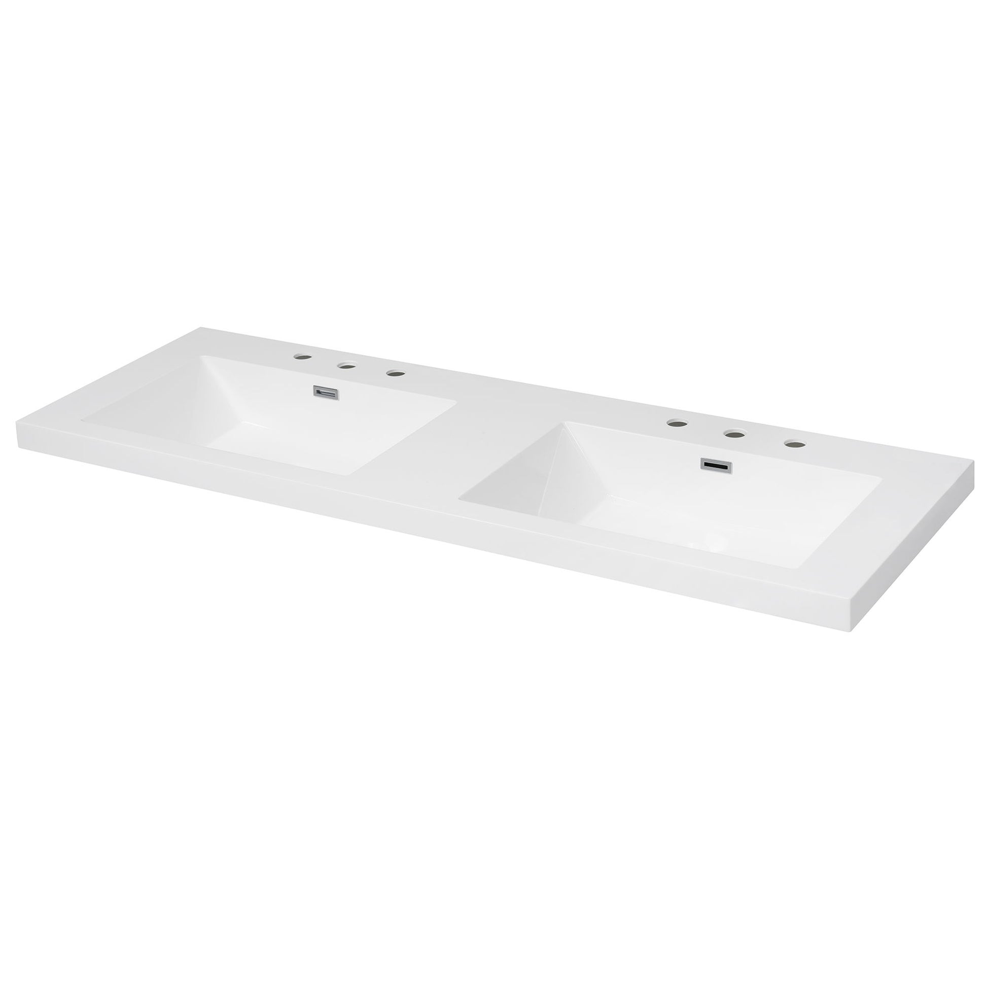Vanity Top With Undermount Rectangular Double Sinks, Faucet Holes - White Noble House