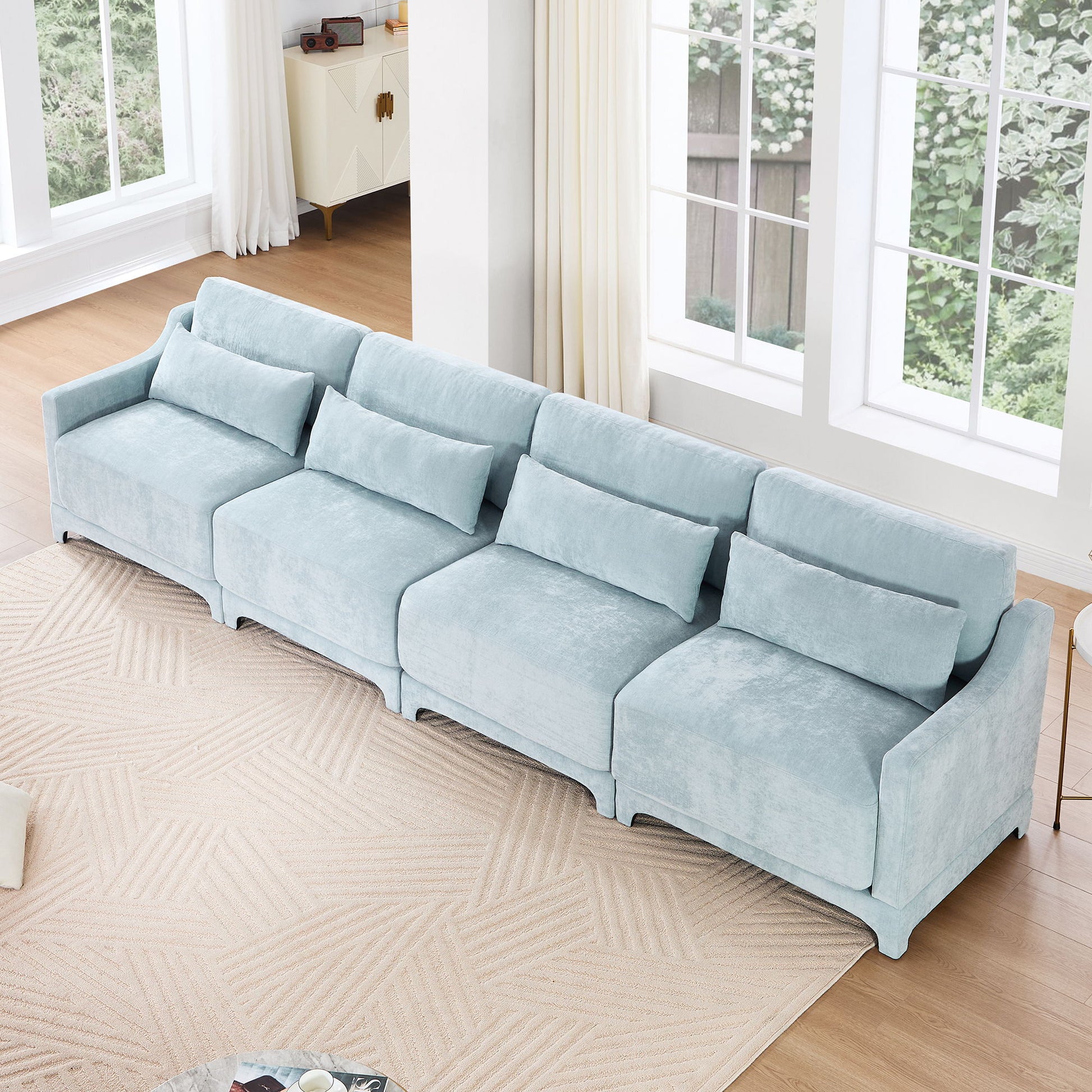 Elegant Sofa With Ergonomic Design And Lumbar Pillows Home Essentials