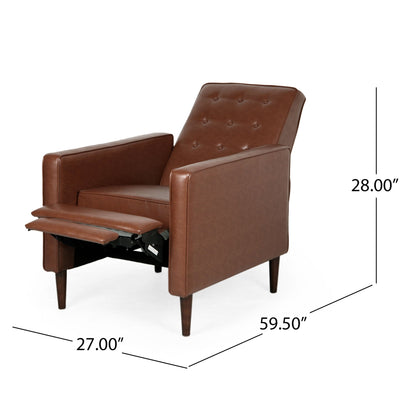 Mid-Century Modern Recliner With Button Tufted Waffle Stitch Noble House