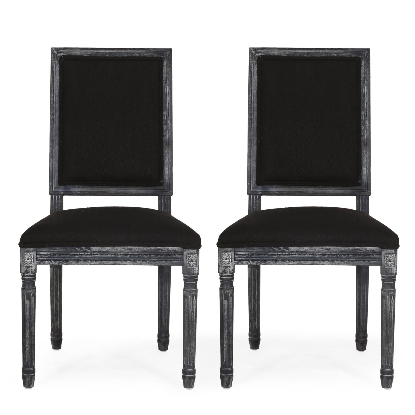 French Country Style Dining Chair With Upholstered Seating And Fluted Legs Noble House