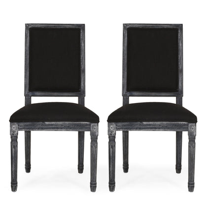 French Country Style Dining Chair With Upholstered Seating And Fluted Legs Noble House