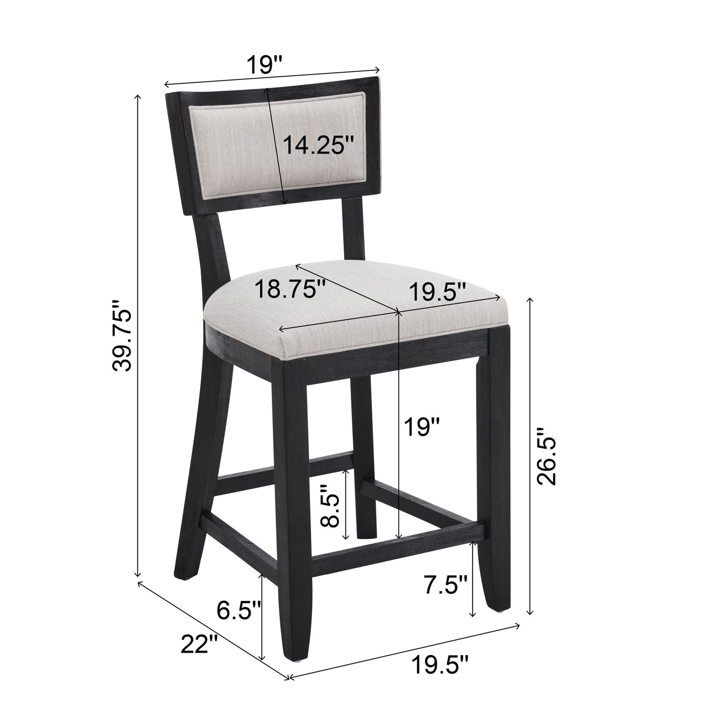 Upholstered Counter Height Bar Stools With Comfy Back (Set of 2) Noble House