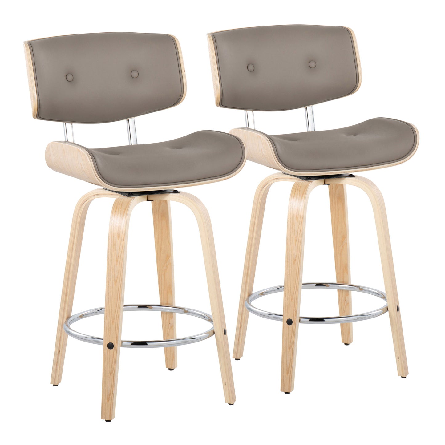 Lombardi - Mid Century Modern Fixed Height Counter Stool With Swivel With Round Footrest (Set of 2) Lumi Source
