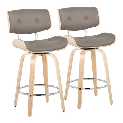 Lombardi - Mid Century Modern Fixed Height Counter Stool With Swivel With Round Footrest (Set of 2) Lumi Source