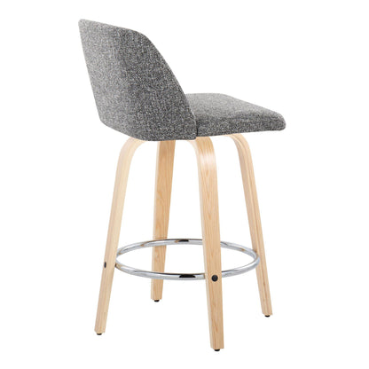 Toriano - Contemporary Fixed-Height Counter Stool With Swivel And Round Footrest (Set of 2) Lumi Source
