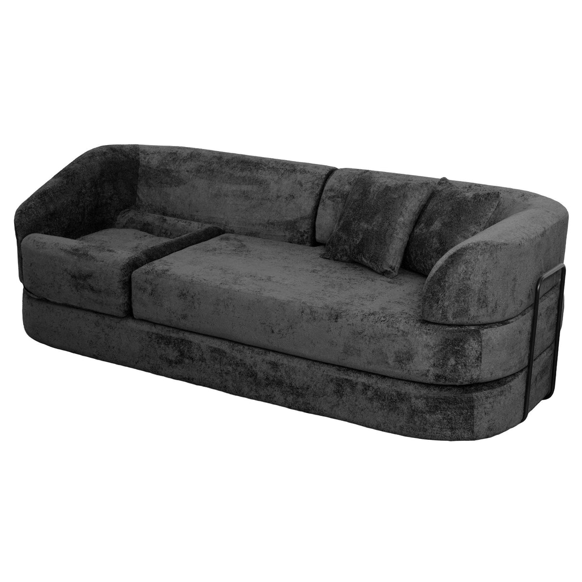 3 Seater Sofa With Built In Pet Bed Nook, Curved Design And 2 Throw Pillows Home Essentials