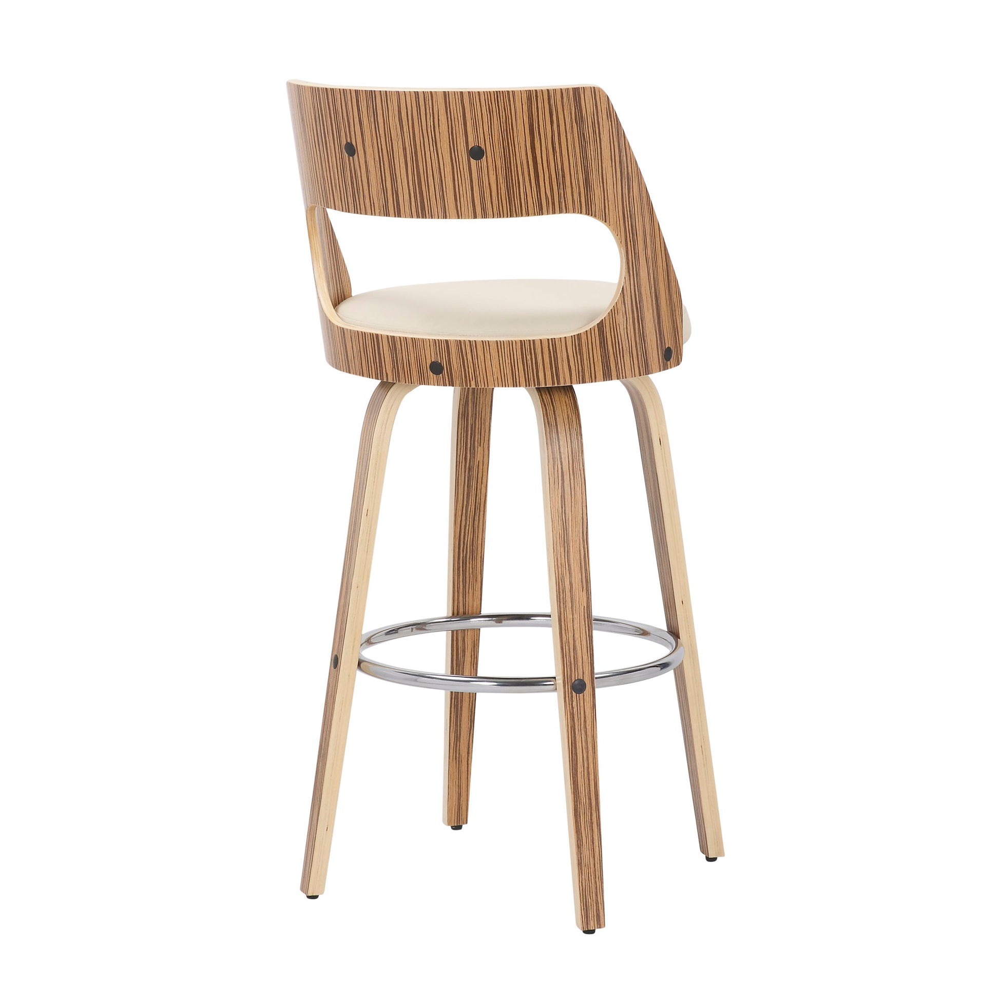 Cecina - Mid-Century Modern Fixed Height Barstool With Swivel (Set of 2) - Zebra / Cream Lumi Source