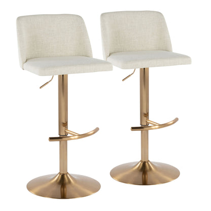Toriano - Contemporary Adjustable Barstool Swivel With Rounded T Footrest (Set of 2) Lumi Source