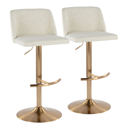 Toriano - Contemporary Adjustable Barstool Swivel With Rounded T Footrest (Set of 2) Lumi Source