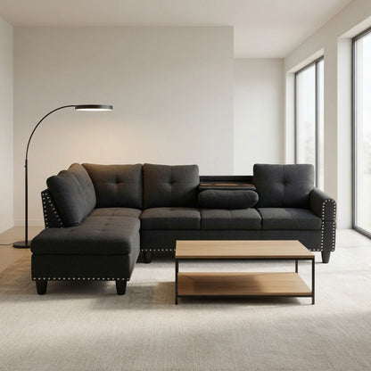 L - Shaped Sectional Sofa With Movable Left Chaise Home Essentials