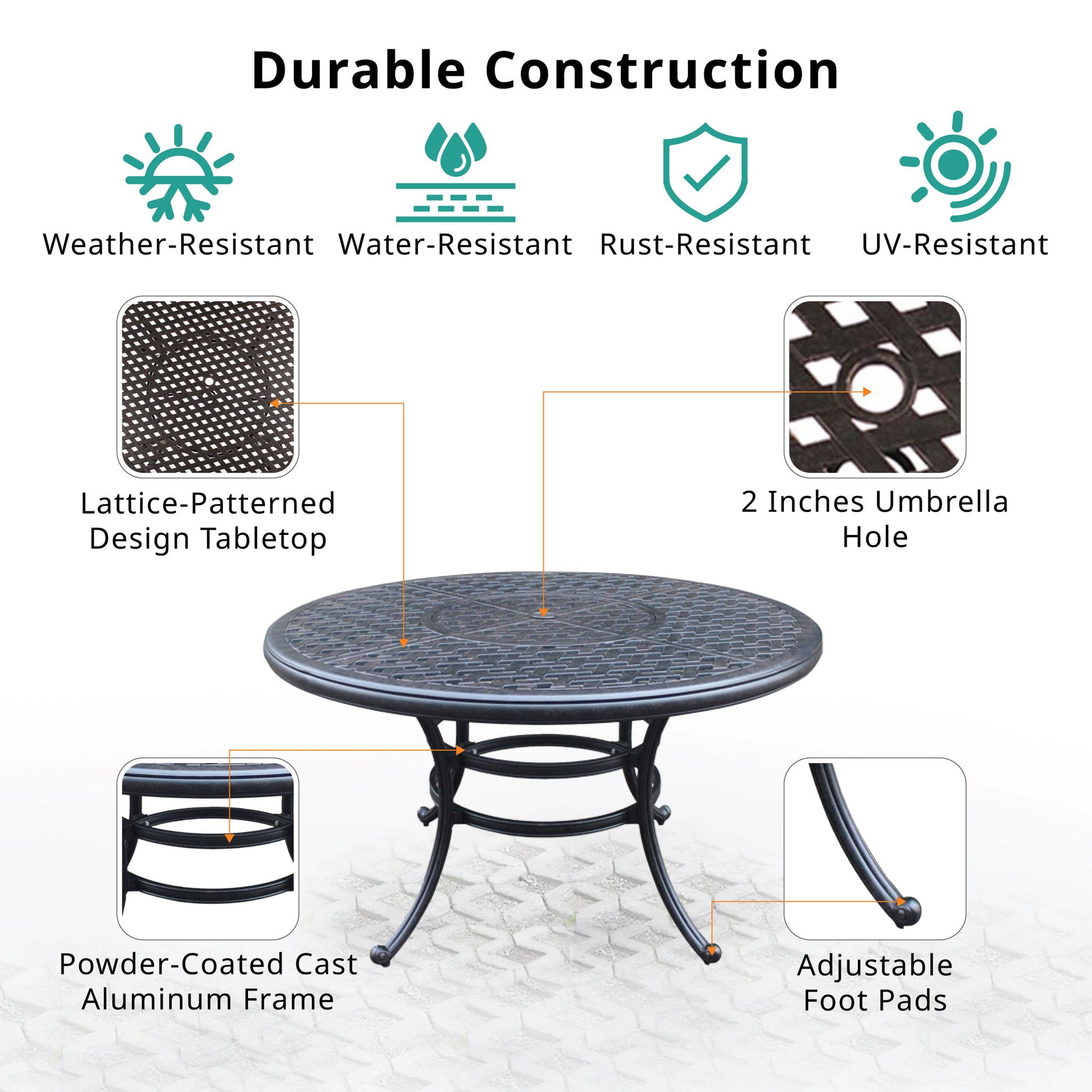 52" Round Dining Table Home Essentials