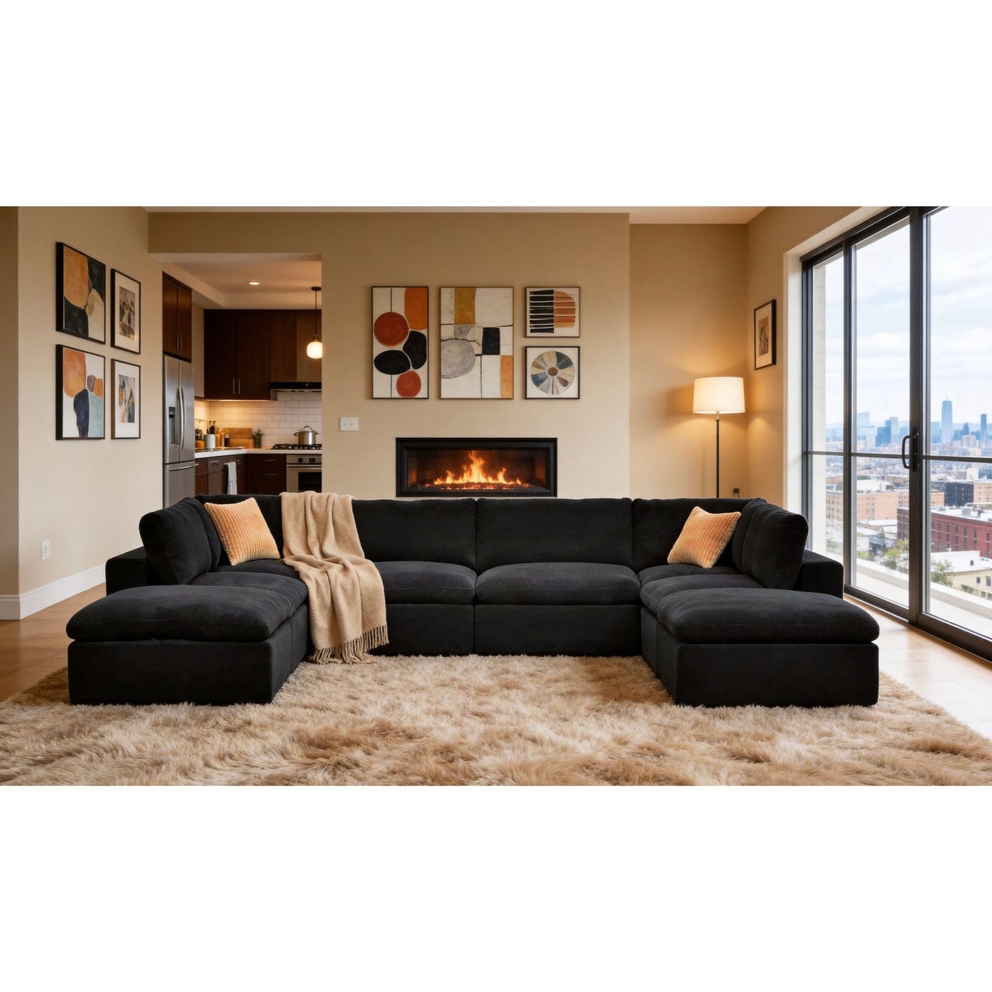 Custom Configuration Modular Sectional With Toss Pillows Home Essentials
