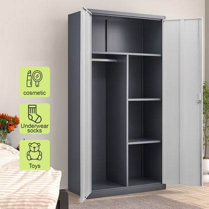 Large Capacity Wardrobe With Hanging Rod And Compartments Daily Nest