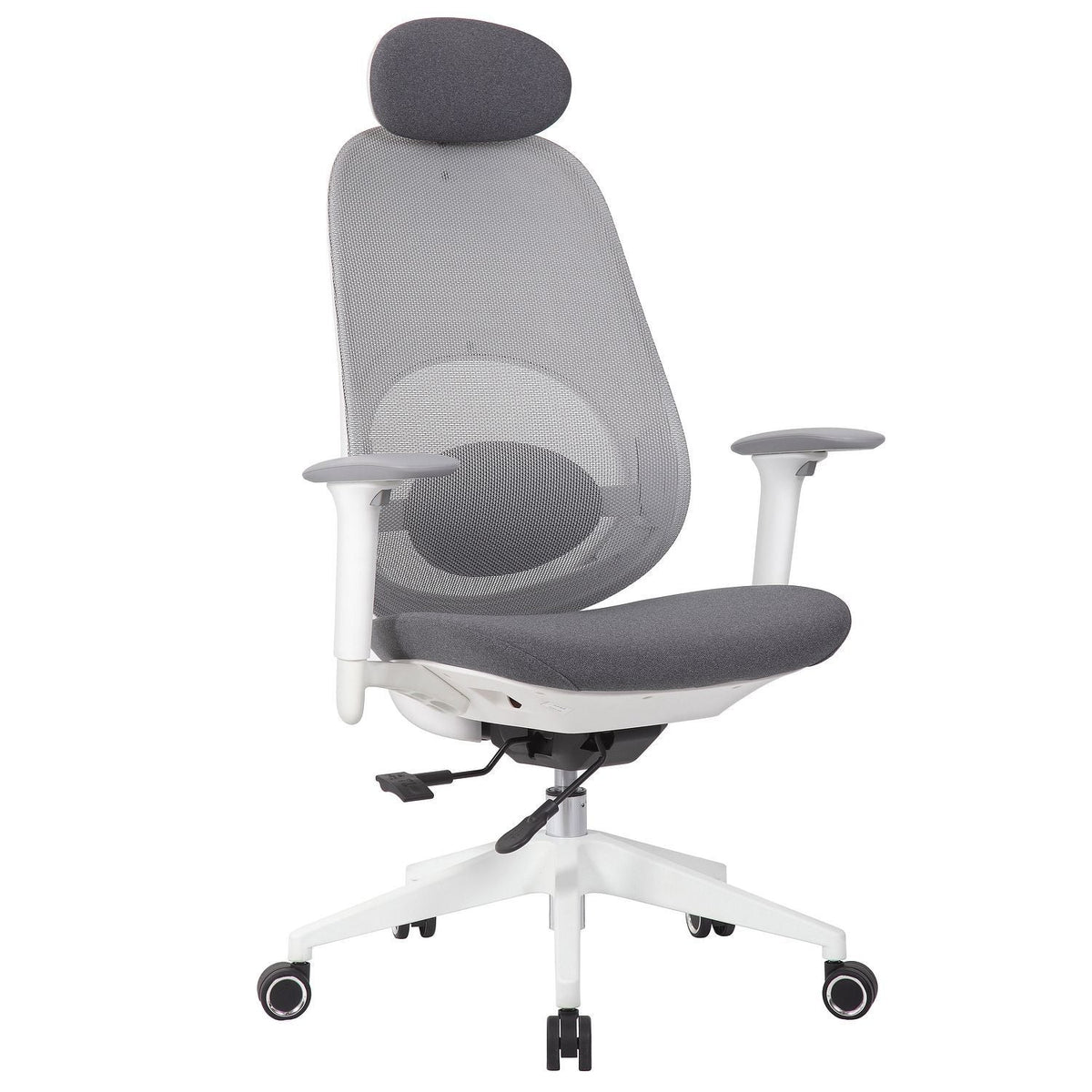 Office High Back Swivel Desk Chair With Height Adjustable Backrest, 3 Tilt Lock & Rotatable Headrest - Milk White Home Essentials
