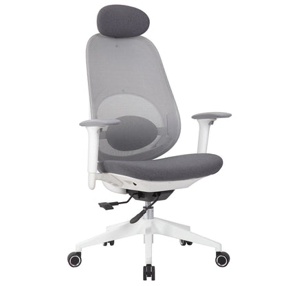 Office High Back Swivel Desk Chair With Height Adjustable Backrest, 3 Tilt Lock & Rotatable Headrest - Milk White Home Essentials