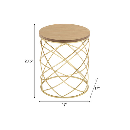 Contemporary Golden Side Table With Top And Metal Frame - Natural / Gold Noble House