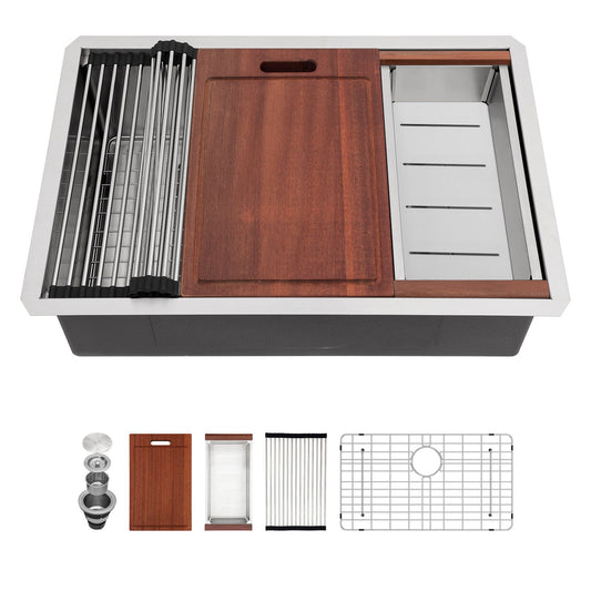 Undermount Workstation Kitchen Sink Stainless Steel Single Bowl Daily Nest