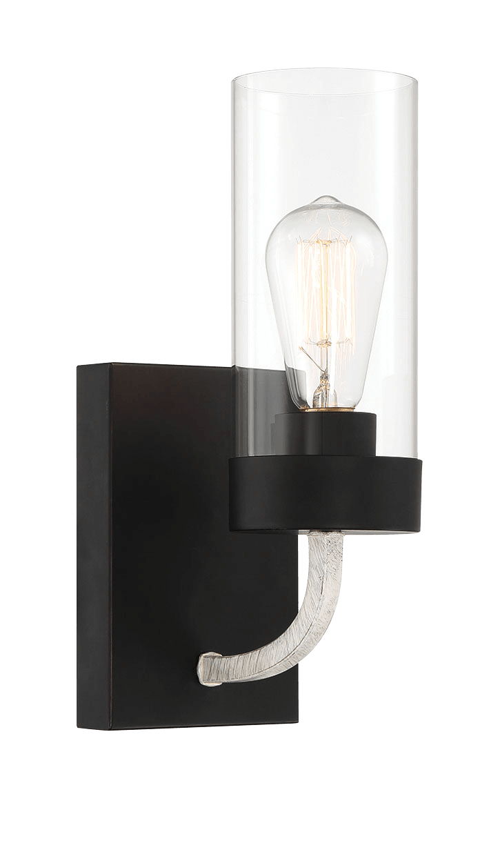 Zephyr - Single Light Sconce - Black / Clear Ashcroft Furniture