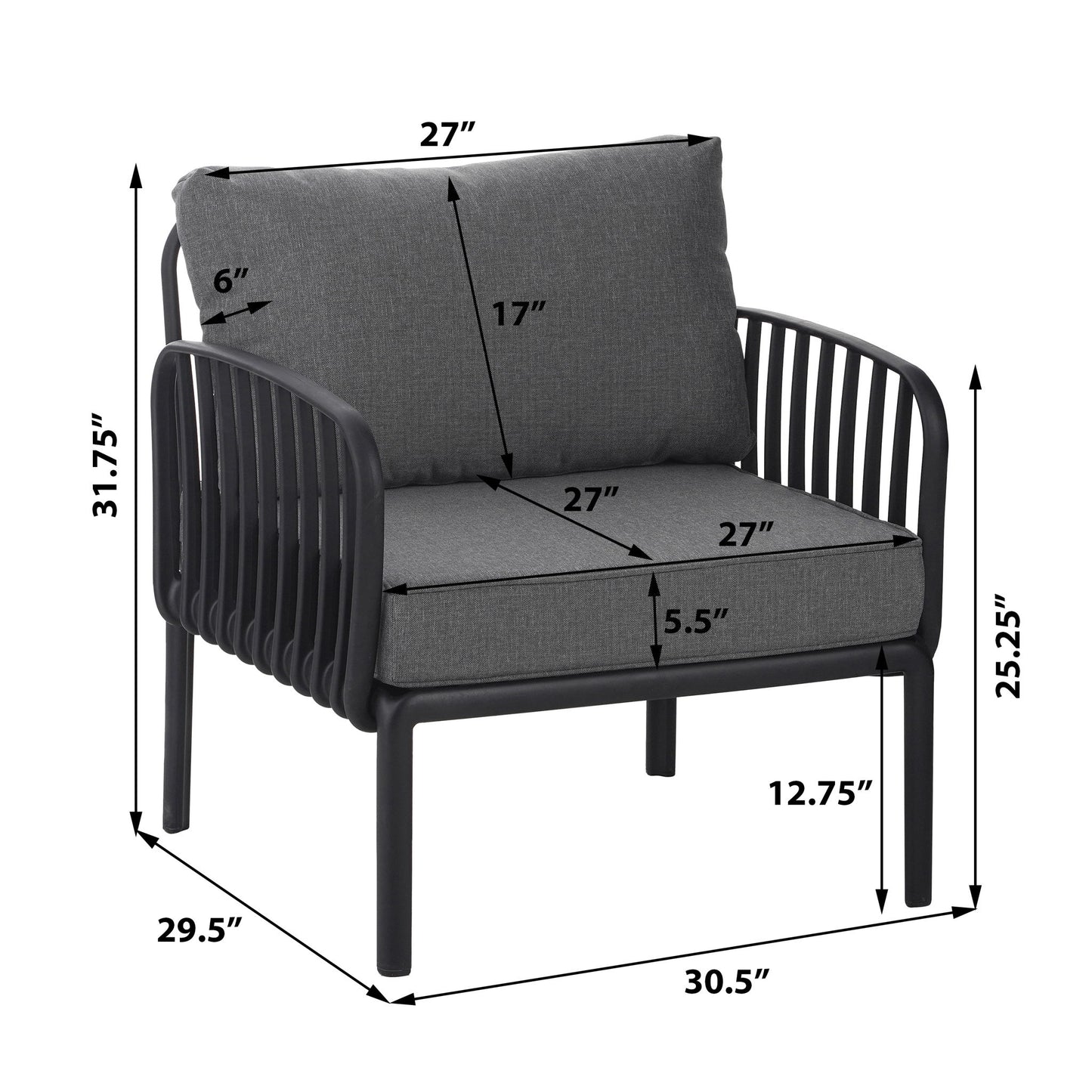 Outdoor Patio Club Chair, Waterproof Thick Cushion Deep Seating Noble House