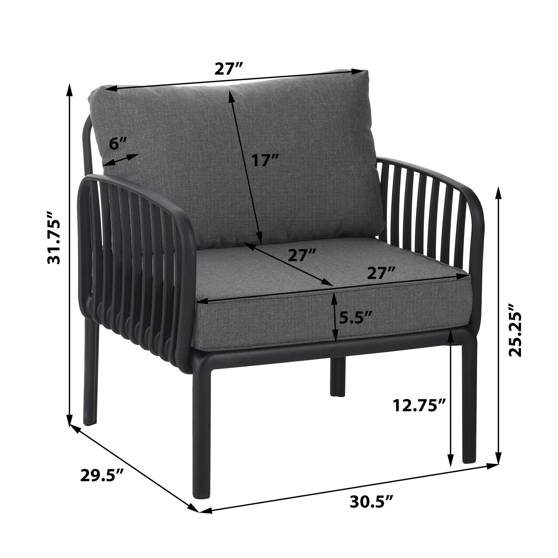 Outdoor Patio Club Chair, Waterproof Thick Cushion Deep Seating Noble House