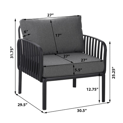 Outdoor Patio Club Chair, Waterproof Thick Cushion Deep Seating Noble House