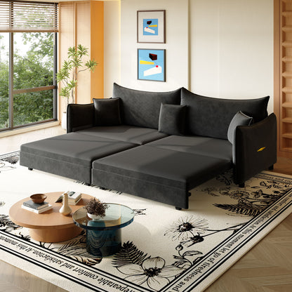 King Pull Out Sofa Bed, 3-In-1 Convertible Bed With 3 Pillows Home Essentials
