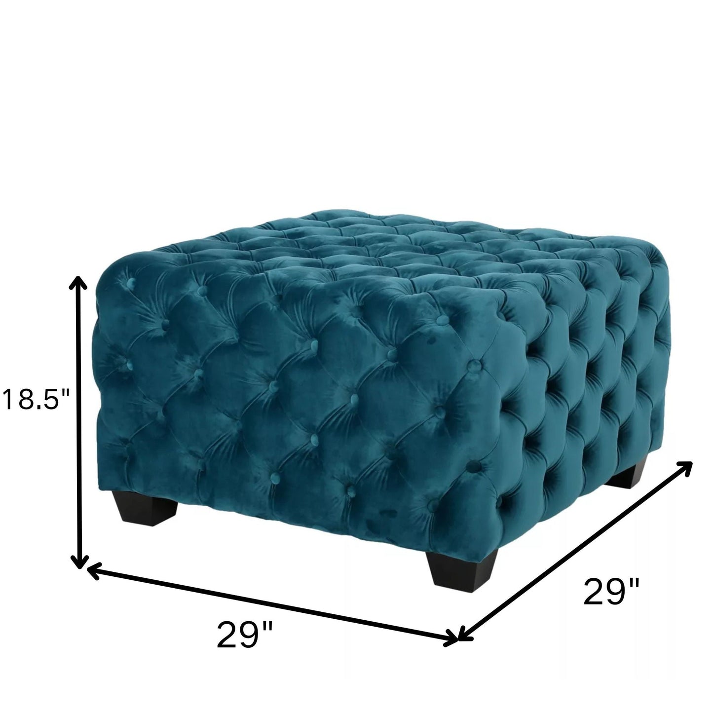 Unwind Upholstered Square Ottoman With Button Tufted Diamond Stitch - Teal Noble House