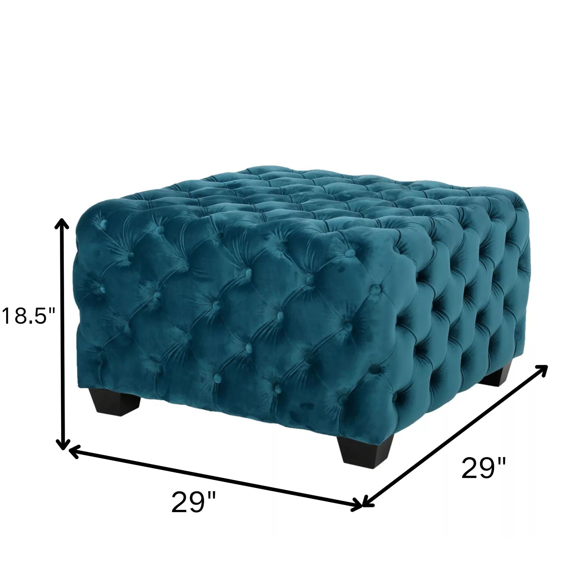 Unwind Upholstered Square Ottoman With Button Tufted Diamond Stitch - Teal Noble House