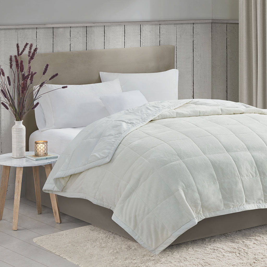 Coleman Reversible Down Alternative Blanket With HeiQ Smart Temp Treatment - Ivory Madison Park