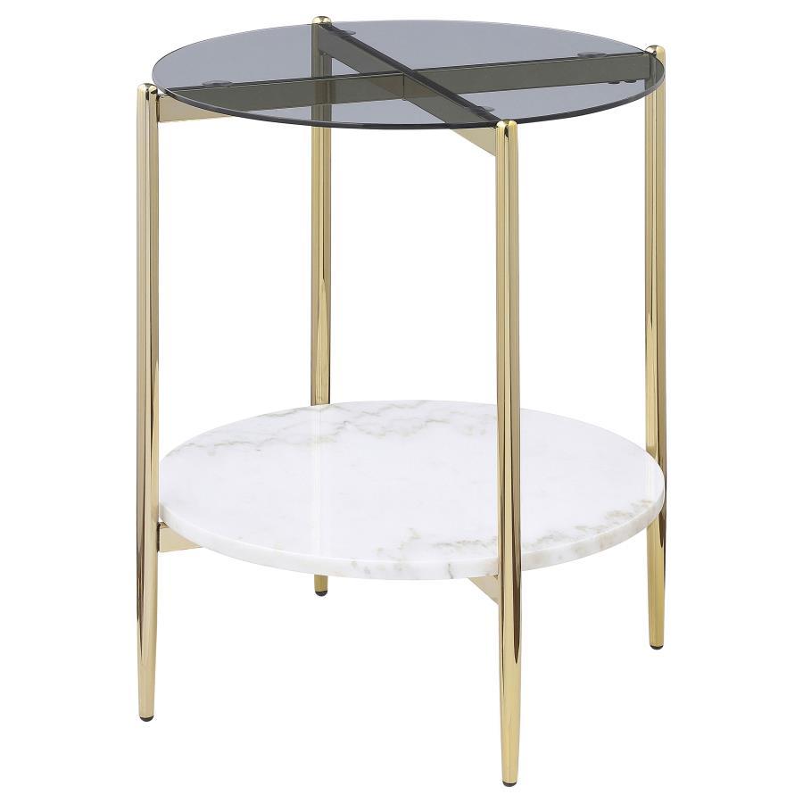 Jonelle - Round Glass Top Table CoasterEveryday