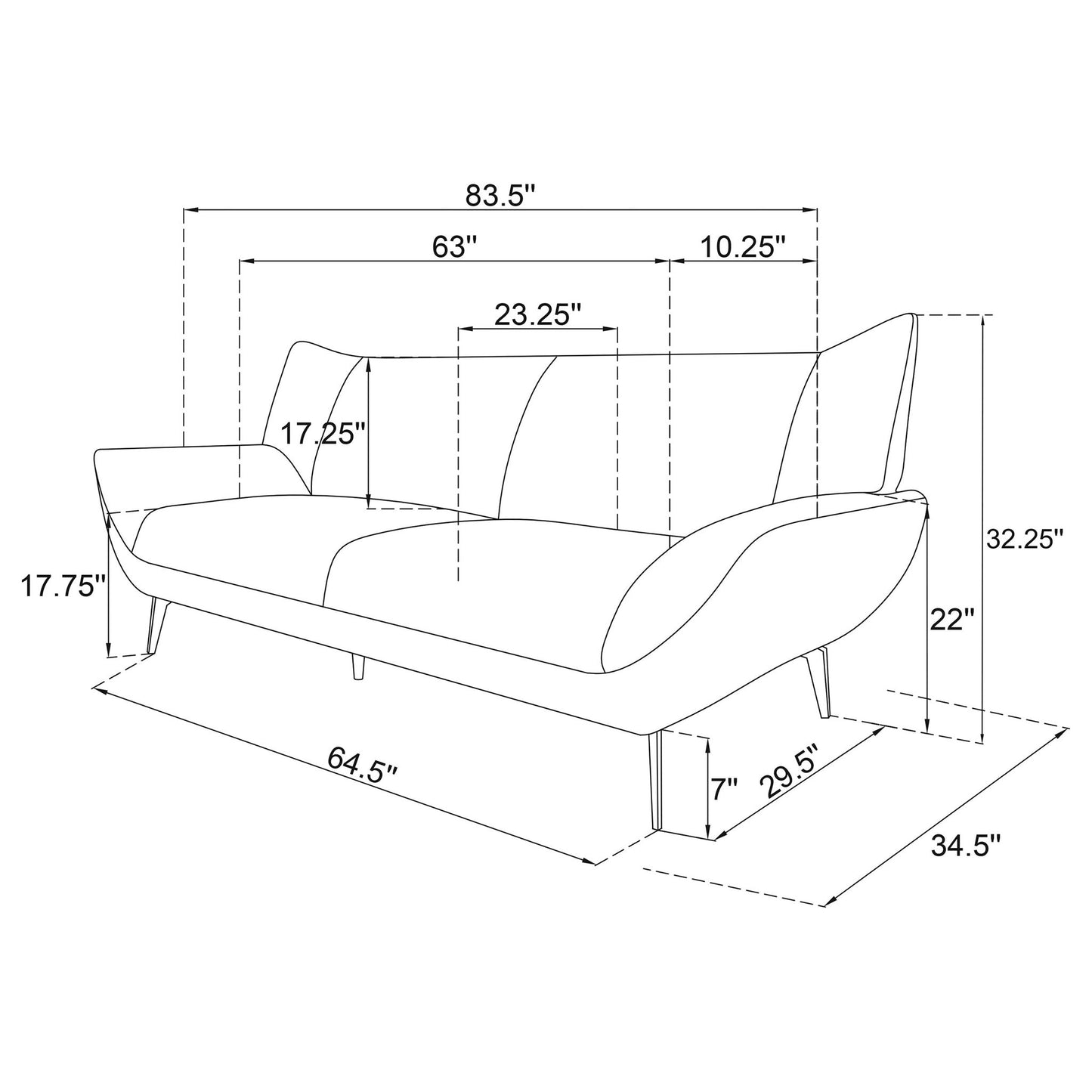 Logan - Flared Arm Sofa Sofa - Teal Blue Furniture Max