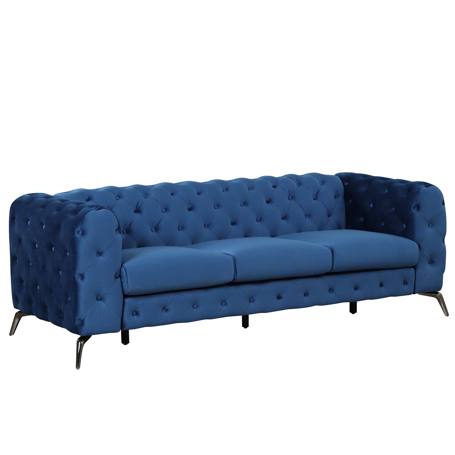 Velvet Upholstered Sofa With Sturdy Metal Legs, Modern Sofa Couch With Button Tufted Back, 3 Seater Sofa Couch For Living Room, Apartment, Home Office