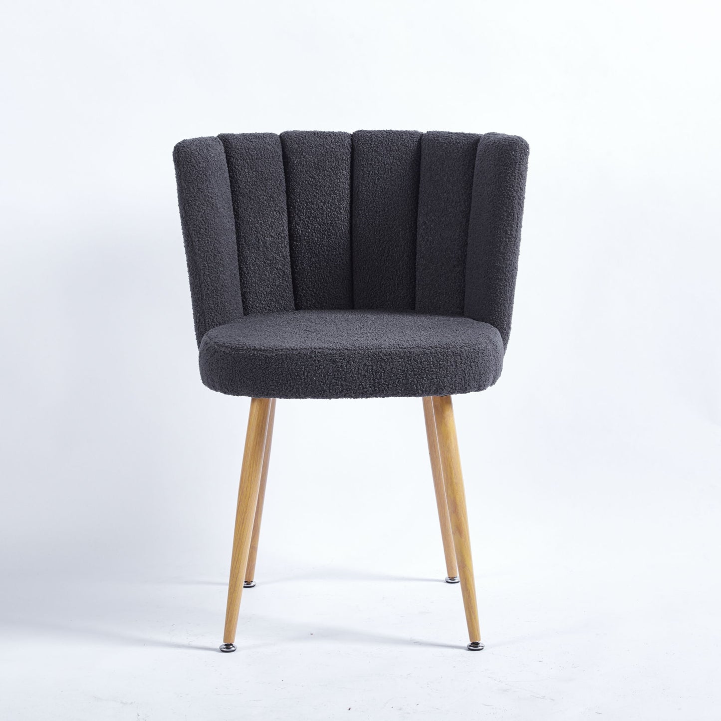 Modern Dining Chair (Set of 2) With Iron Tube Wood Color Legs, Shorthair Cushions And Comfortable Backrest, Suitable For Dining Room, Living Room, Cafe, Simple Structure Home Essentials