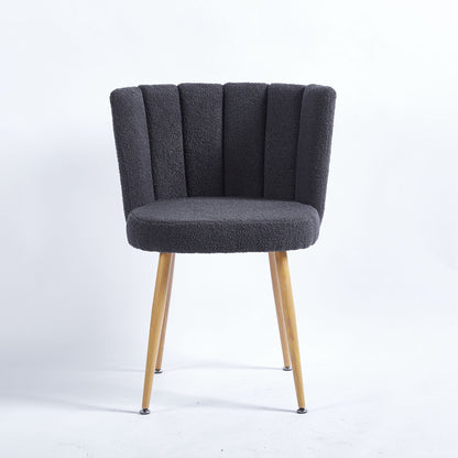 Modern Dining Chair (Set of 2) With Iron Tube Wood Color Legs, Shorthair Cushions And Comfortable Backrest, Suitable For Dining Room, Living Room, Cafe, Simple Structure Home Essentials
