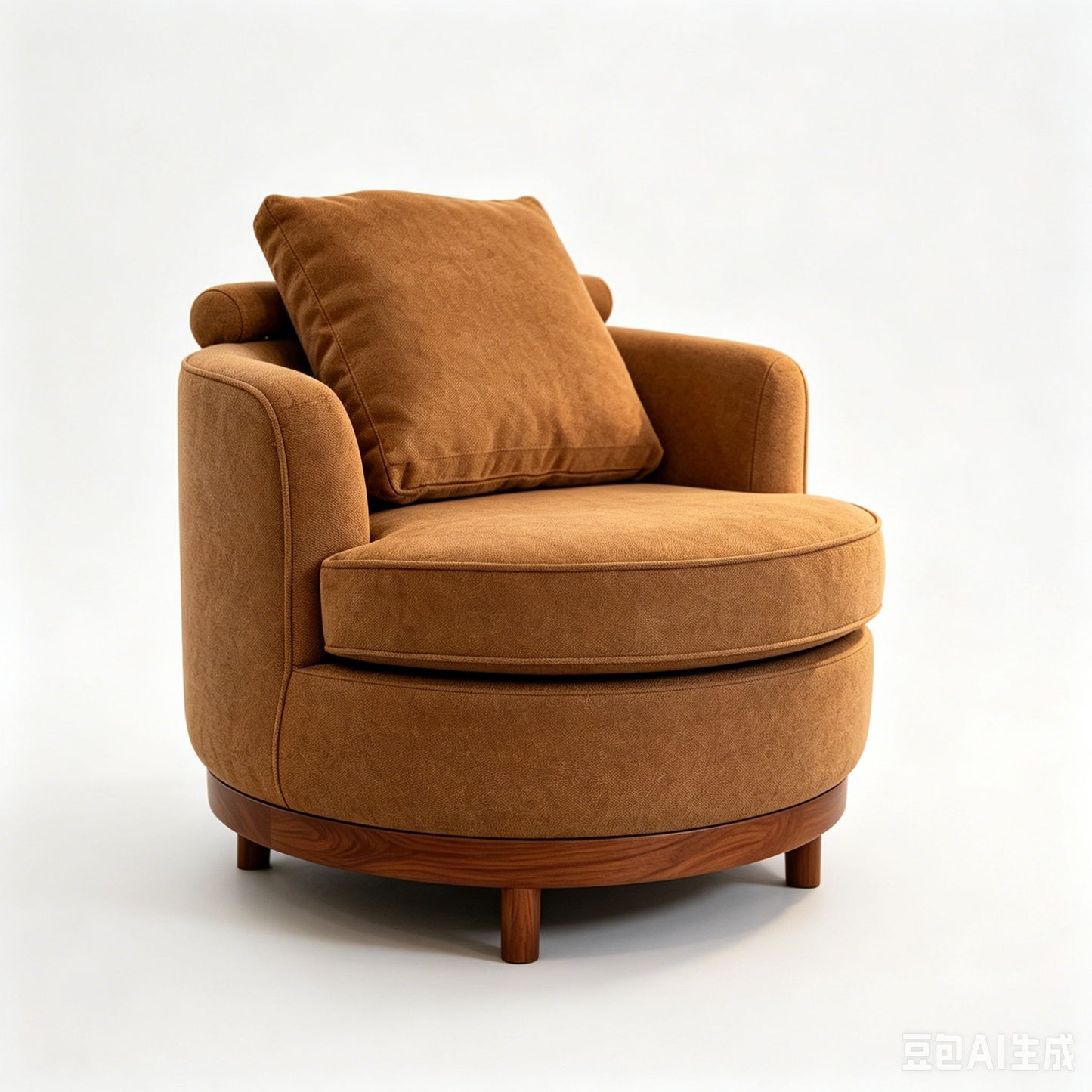 Rotatable Round Barrel Accent Chair With Adjustable Headrest - Orange / Dark Brown Home Essentials