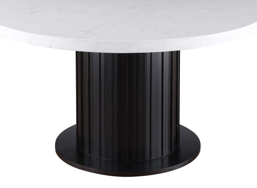 Sherry - Round Marble Top Dining Table Set CoasterEssence